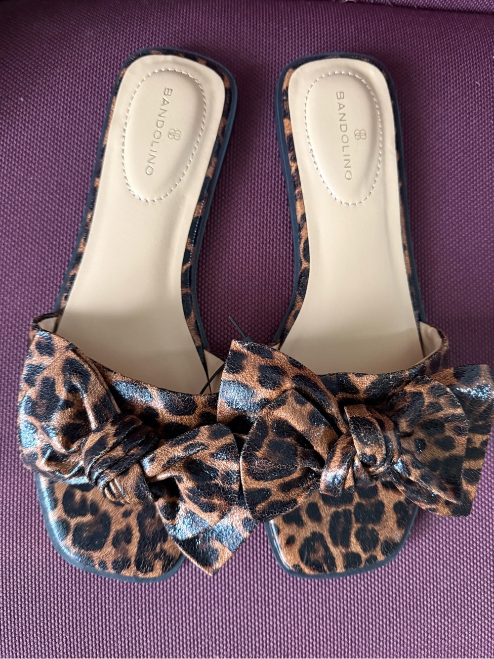 Bandolino Leopard Knot Slide Sandal in Brown and Black - Picture 2 of 8